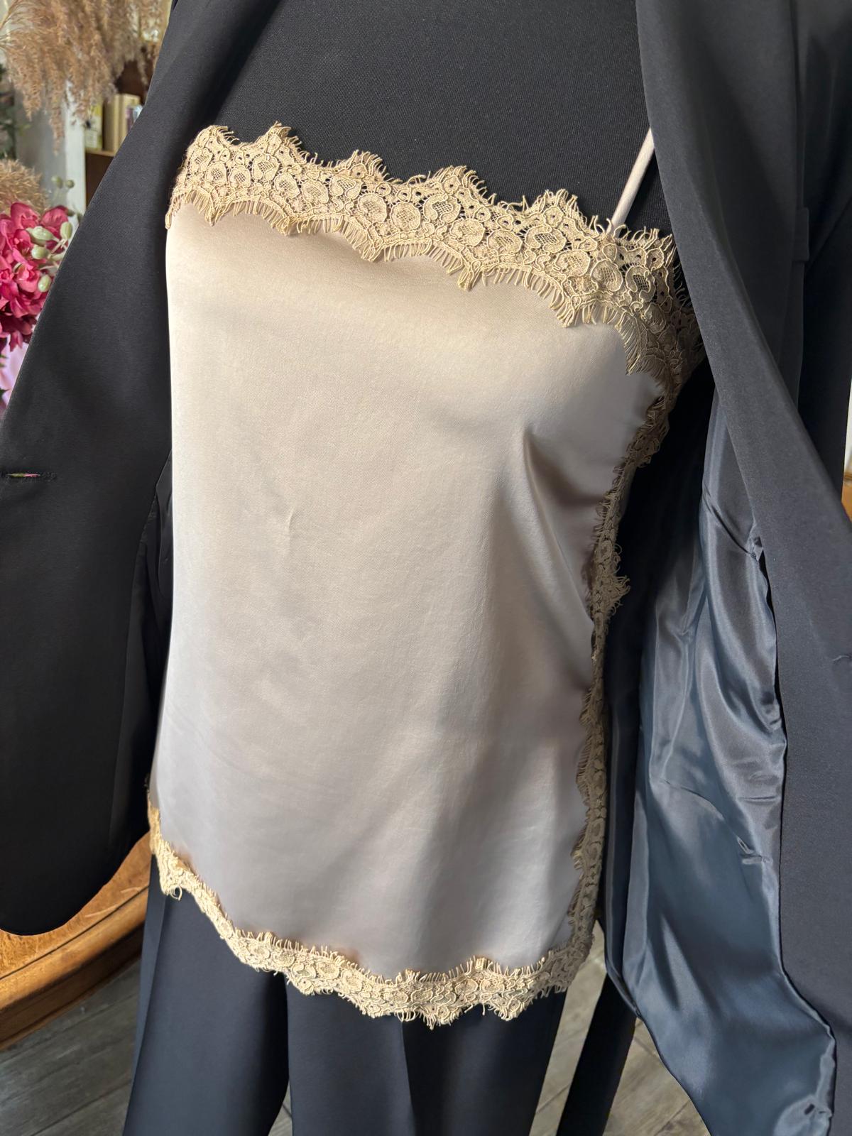 Canotta in Satin e Pizzo